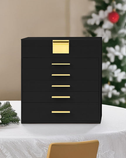 CARLA HOME  6-Layer Large Jewelry Organizer Box for Women with Mirror, Drawers, Hooks & Dividers for Rings, Necklaces, Bracelets, Ideal Gift for Women (Black)-1992735298160824326