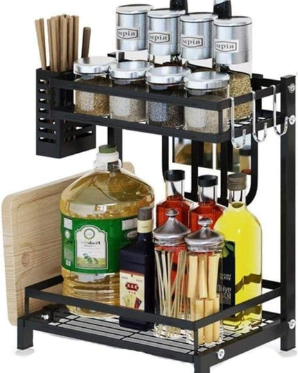 CARLA HOME 2-Tier Kitchen Spice Rack Organizer Storage Shelf for Condiments, Oil Bottles, Utensils, Cutting Board & More-1992735302300602368