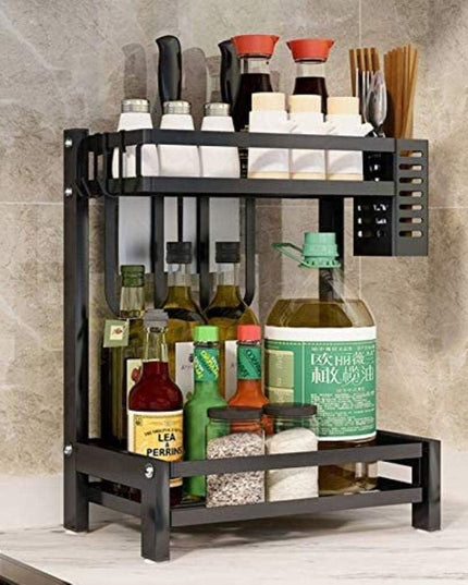 CARLA HOME 2-Tier Kitchen Spice Rack Organizer Storage Shelf for Condiments, Oil Bottles, Utensils, Cutting Board & More-1992735302300602373