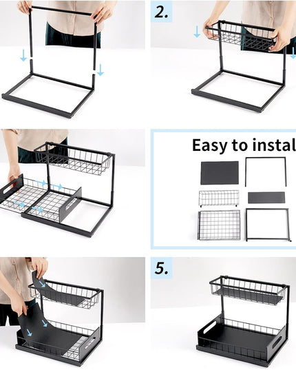 CARLA HOME 2 Pack Under Sink Organiser with Sliding Drawers for Kitchen & Bathroom-1978962263821914120