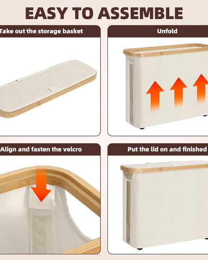 CARLA HOME 2 Pack Toilet Paper Storage Basket Holds Up to 12 Rolls with Bamboo Lid and Handle for RV Closet (White)-1978962263985491974