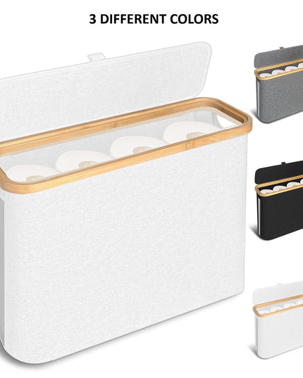 CARLA HOME 2 Pack Toilet Paper Storage Basket Holds Up to 12 Rolls with Bamboo Lid and Handle for RV Closet (White)-1978962263985491976