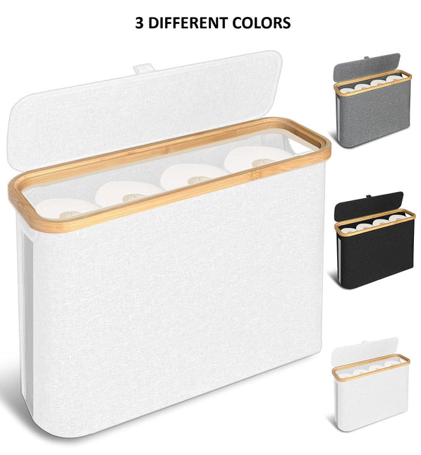 CARLA HOME 2 pack Toilet Paper Storage Basket Holds Up to 12 Rolls with Bamboo Lid and Handle for RV Closet (Black)-1978962264161652744