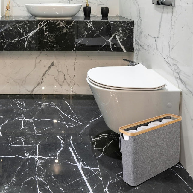 CARLA HOME 2 pack Toilet Paper Storage Basket Holds Up to 12 Rolls with Bamboo Lid and Handle for RV Closet (Grey)-1978962264329424897