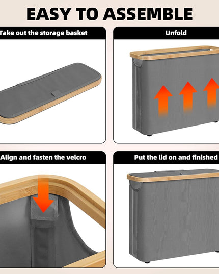 CARLA HOME 2 pack Toilet Paper Storage Basket Holds Up to 12 Rolls with Bamboo Lid and Handle for RV Closet (Grey)-1978962264329424902