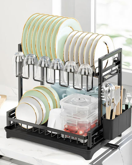 CARLA HOME Dish Drying Rack 2-Tier Kitchen Drainer with Drainboard-1992735286932672512