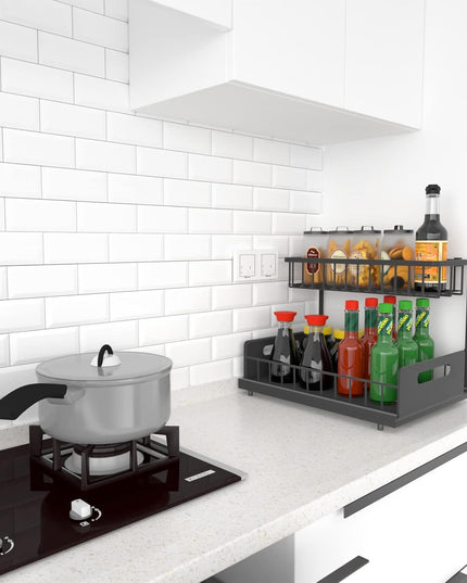 CARLA HOME 2 Tier Under Sink Organiser with Sliding Drawers for Kitchen & Bathroom-1978962264841129993