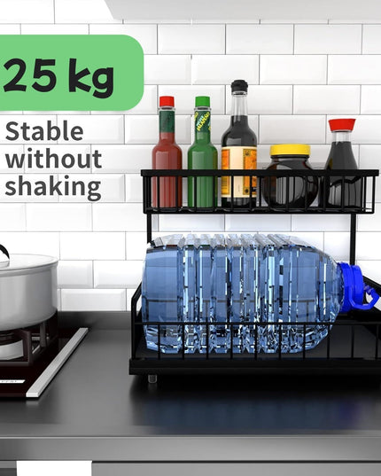 CARLA HOME 2 Tier Under Sink Organiser with Sliding Drawers for Kitchen & Bathroom-1978962264841129990