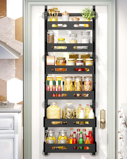CARLA HOME 6 Tier Over the Door Organizer with Adjustable Metal Pantry Storage Rack and Hanging Baskets for Kitchen and Bathroom-1992735288631365632