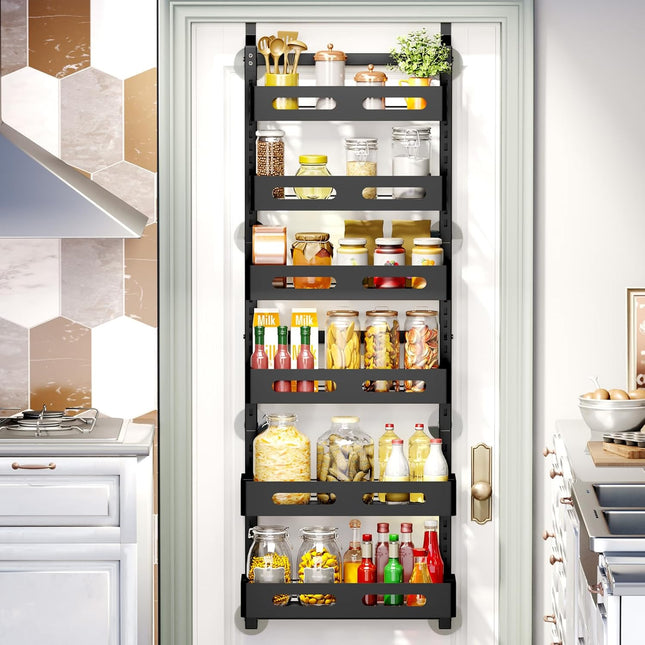 CARLA HOME 6 Tier Over the Door Organizer with Adjustable Metal Pantry Storage Rack and Hanging Baskets for Kitchen and Bathroom-1992735288631365632