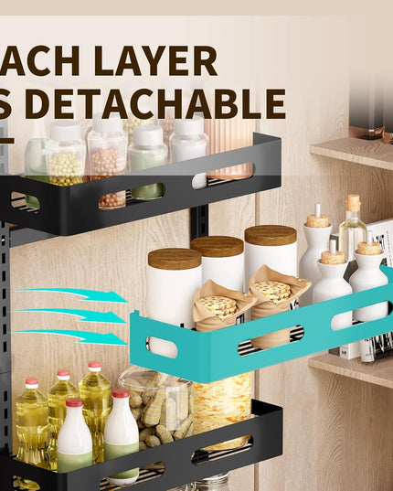 CARLA HOME 6 Tier Over the Door Organizer with Adjustable Metal Pantry Storage Rack and Hanging Baskets for Kitchen and Bathroom-1992735288631365636