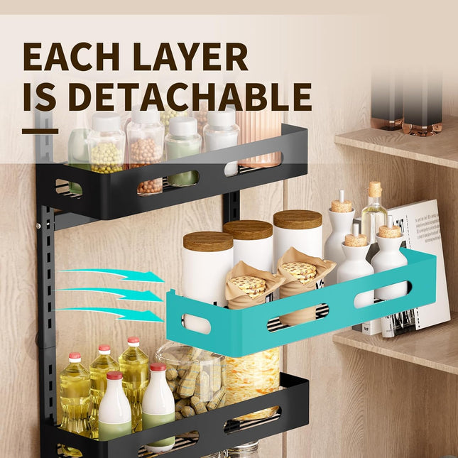 CARLA HOME 6 Tier Over the Door Organizer with Adjustable Metal Pantry Storage Rack and Hanging Baskets for Kitchen and Bathroom-1992735288631365636