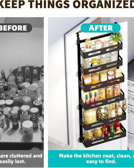 CARLA HOME 6 Tier Over the Door Organizer with Adjustable Metal Pantry Storage Rack and Hanging Baskets for Kitchen and Bathroom-1992735288631365639
