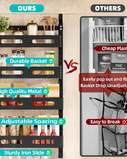 CARLA HOME 6 Tier Over the Door Organizer with Adjustable Metal Pantry Storage Rack and Hanging Baskets for Kitchen and Bathroom-1992735288631365640