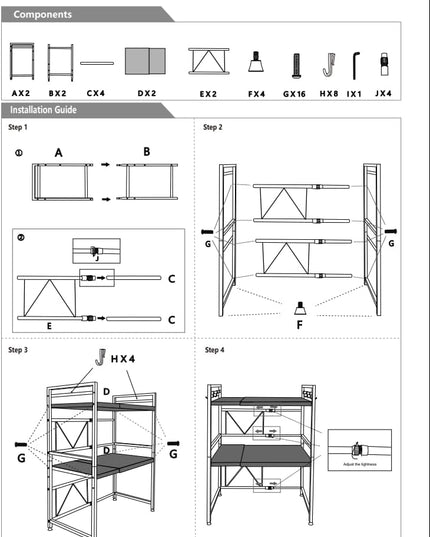 CARLA HOME 3-Tier Microwave Oven Rack with Adjustable Metal Kitchen Shelf Stand for Countertop Storage and 6 Hooks for Utensils-1992735286408384520