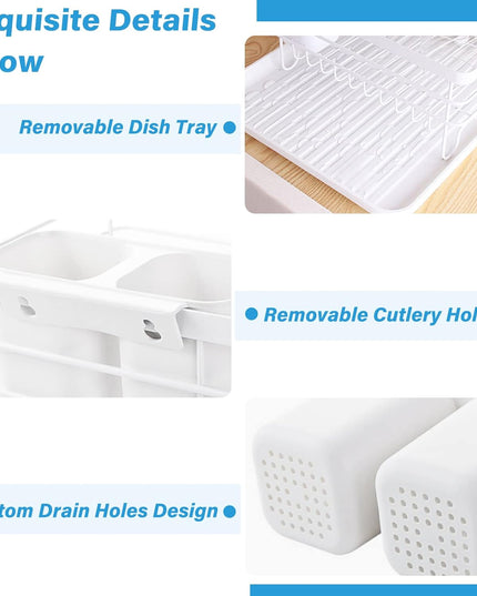 CARLA HOME 2-Tier Dish Drying Rack for Kitchen Counter with Removable Drip Tray, Utensil Holder and Cutlery Organizer-1992735290913067014