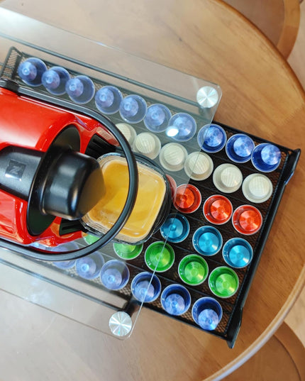 CARLA HOME 60 Coffee Pod Holder Drawer with Tempered Glass Capsule Organizer for Nespresso Pods and Sliding Drawer for Kitchen Countertop-1992735289507975173