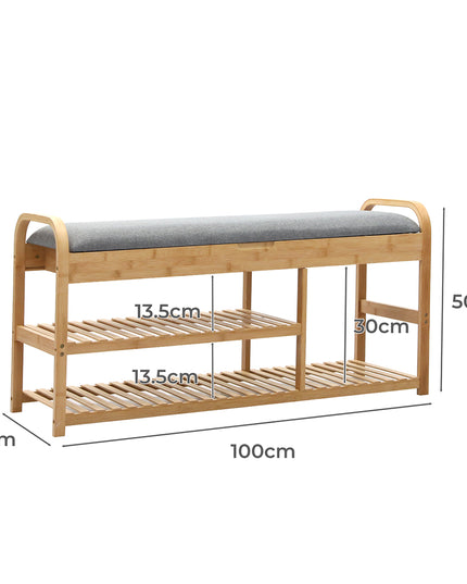 Levede Bamboo Shoe Rack Bench Entryway Seat-1973193442720878594
