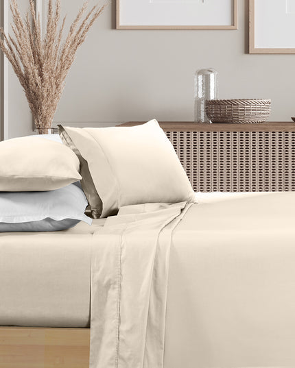 Renee Taylor 1500 Thread count Cotton Blend Sheet sets King Ivory-1951134873129455617