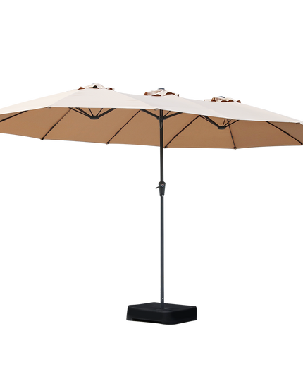 Centra 4.5M Double-sided Patio Umbrella Outdoor Umbrella Base Stand Khaki-1973193482810036232