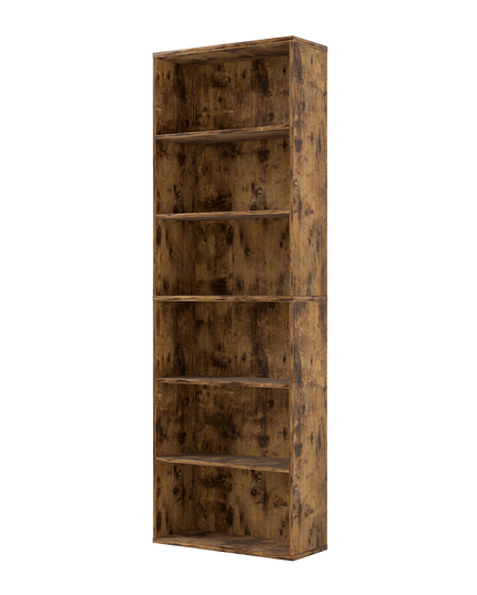 Levede 6 Tier Book Shelf Adjustable Shelves Walnut-1984023719512772616