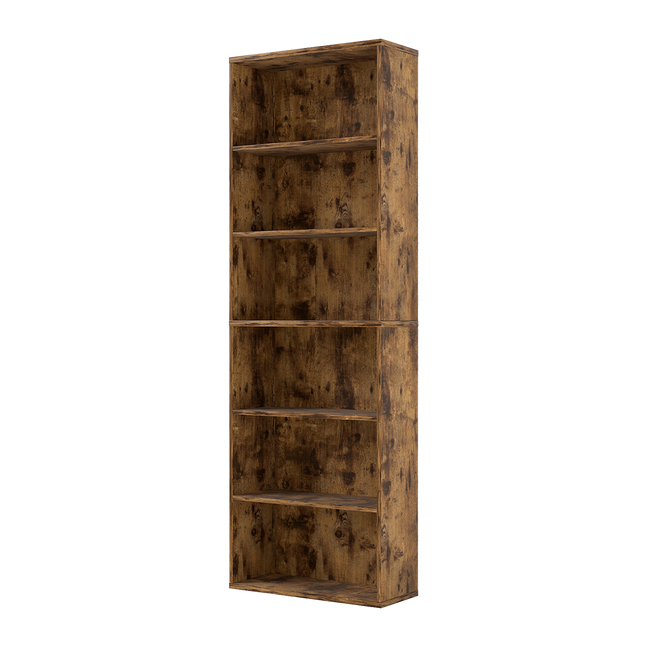 Levede 6 Tier Book Shelf Adjustable Shelves Walnut-1984023719512772616