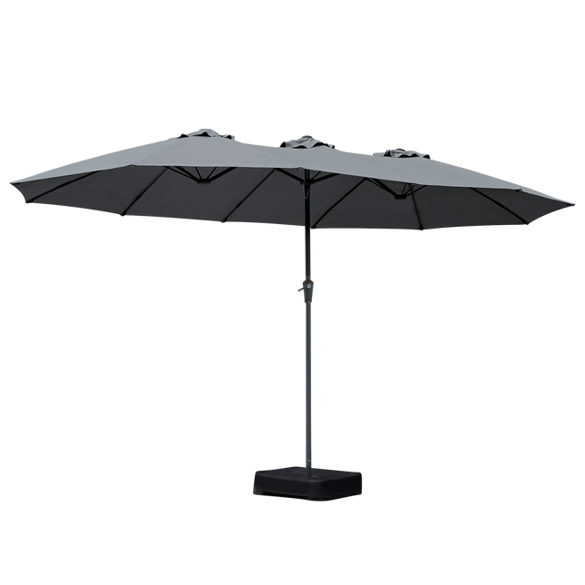 Centra 4.5M Double-sided Patio Umbrella Outdoor Umbrella Base Stand Grey-1973193482596126728