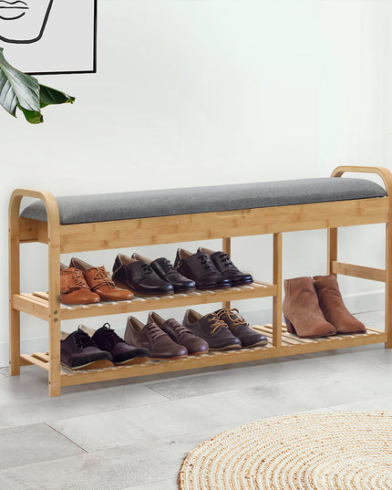 Levede Bamboo Shoe Rack Bench Entryway Seat-1973193442720878599