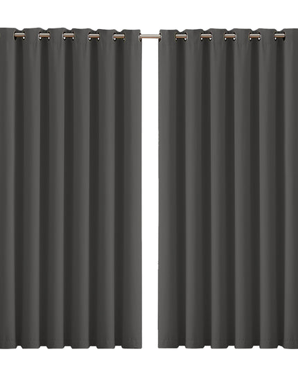 2x Blockout Curtains Panels 3 Layers Charcoal-1975420490784837632