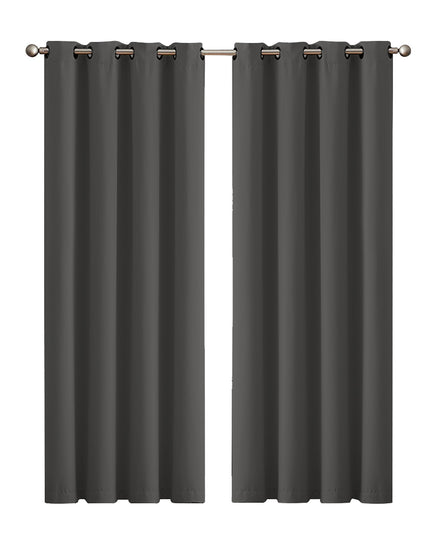 2x Blockout Curtains Panels 3 Layers Charcoal-1973194062274105344