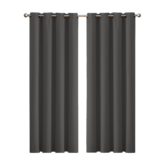 2x Blockout Curtains Panels 3 Layers Charcoal-1973194062274105344
