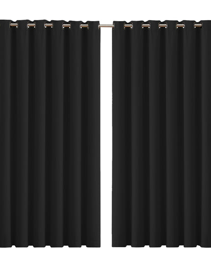 2x Blockout Curtains Panels 3 Layers Black-1975420490608676864