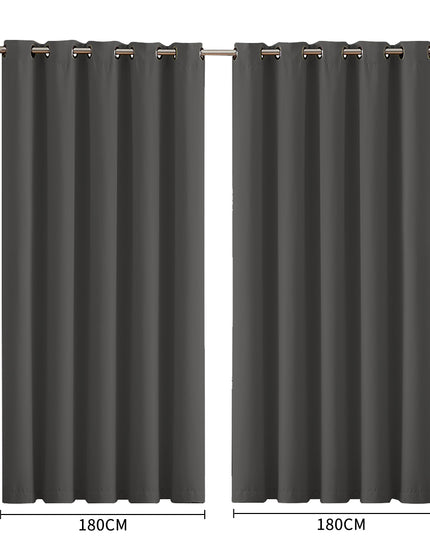 2x Blockout Curtains Panels 3 Layers Charcoal-1975420490252161026