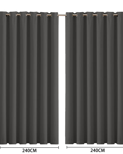 2x Blockout Curtains Panels 3 Layers Charcoal-1975420490784837634