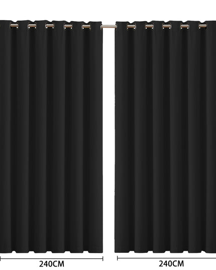 2x Blockout Curtains Panels 3 Layers Black-1975420490608676866