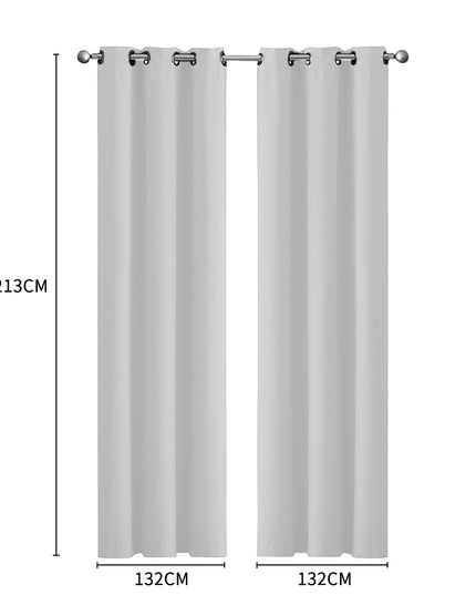 2x Blockout Curtains Panels 3 Layers Grey-1973194063247183874