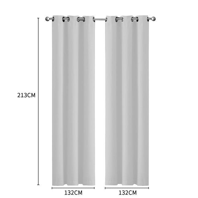 2x Blockout Curtains Panels 3 Layers Grey-1973194063247183874
