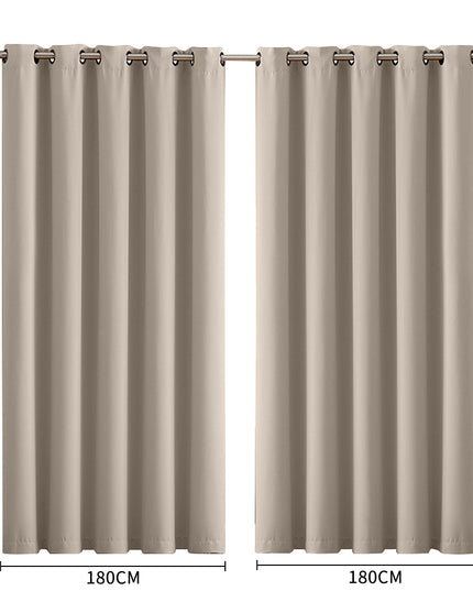 2x Blockout Curtains Panels 3 Layers Beige-1973194063431733250