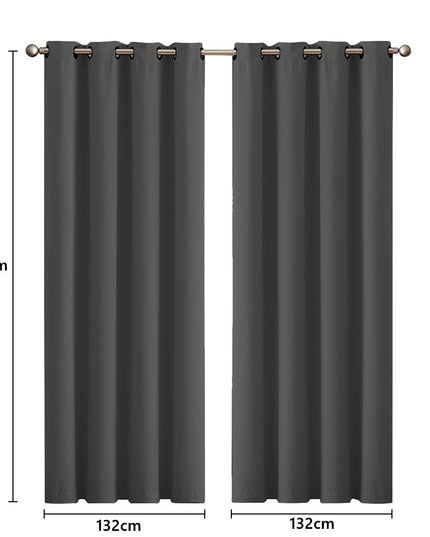 2x Blockout Curtains Panels 3 Layers Charcoal CD1003-132X213-GR-1973194063054245890