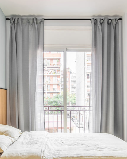 Marlow Black Curtain Rod Steel Quiet Rail Pole Pommel Set Extendable-1973193447833735174