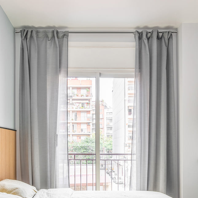 Marlow Satin Nickel Curtain Rod Steel Quiet Rail Pole Pommel Set Adjustable-1973193448018284550