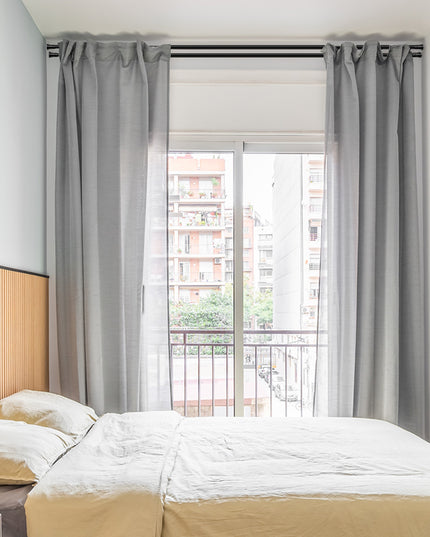 Marlow Black Double Curtain Rod Steel Pole Pommel Set Extendable Adjustable-1973193448194445318