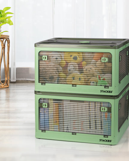 55L Storage Boxes Stackable Container M Green Medium-1973193712464957446