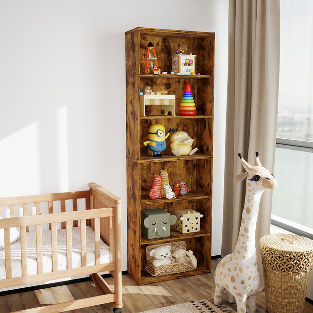 Levede 6 Tier Book Shelf Adjustable Shelves Walnut-1984023719512772614