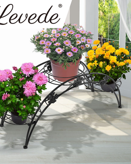 2X Plant Stand Outdoor Indoor Metal Black-1975420419141931014