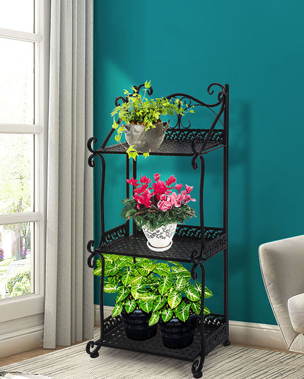 Levede Plant Stand 3 Tiers Outdoor Indoor Black-1973193777447309318