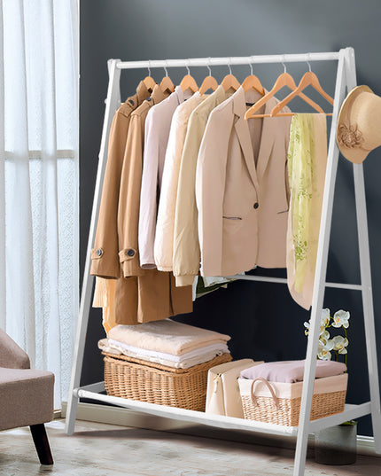 Levede Clothes Rack Wooden Wardrobe White-1973193811576360966