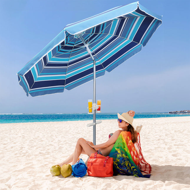 Mountview 2M Outdoor Beach Umbrellas Sand Blue-1973193499432062982