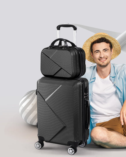 Slimbridge 2pcs 20"Travel Luggage Set Black-1973193936109441030