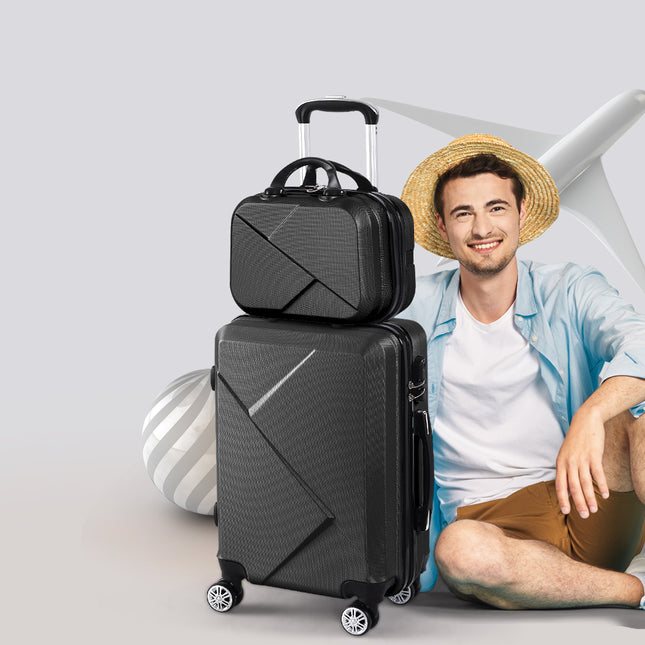 Slimbridge 2pcs 20"Travel Luggage Set Black-1973193936109441030